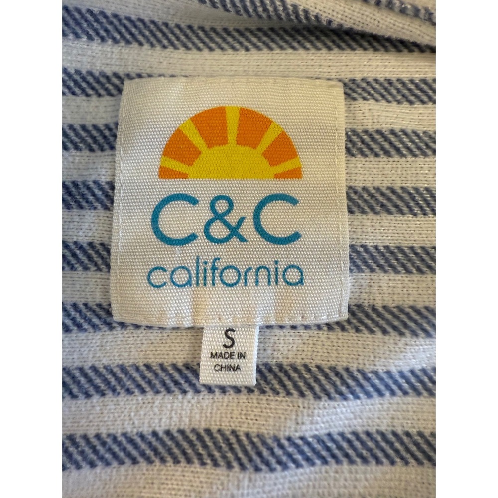 C&C California Womens Blue White Striped Long Sleeve Button Down‎ Shirt Small - Picture 2 of 5